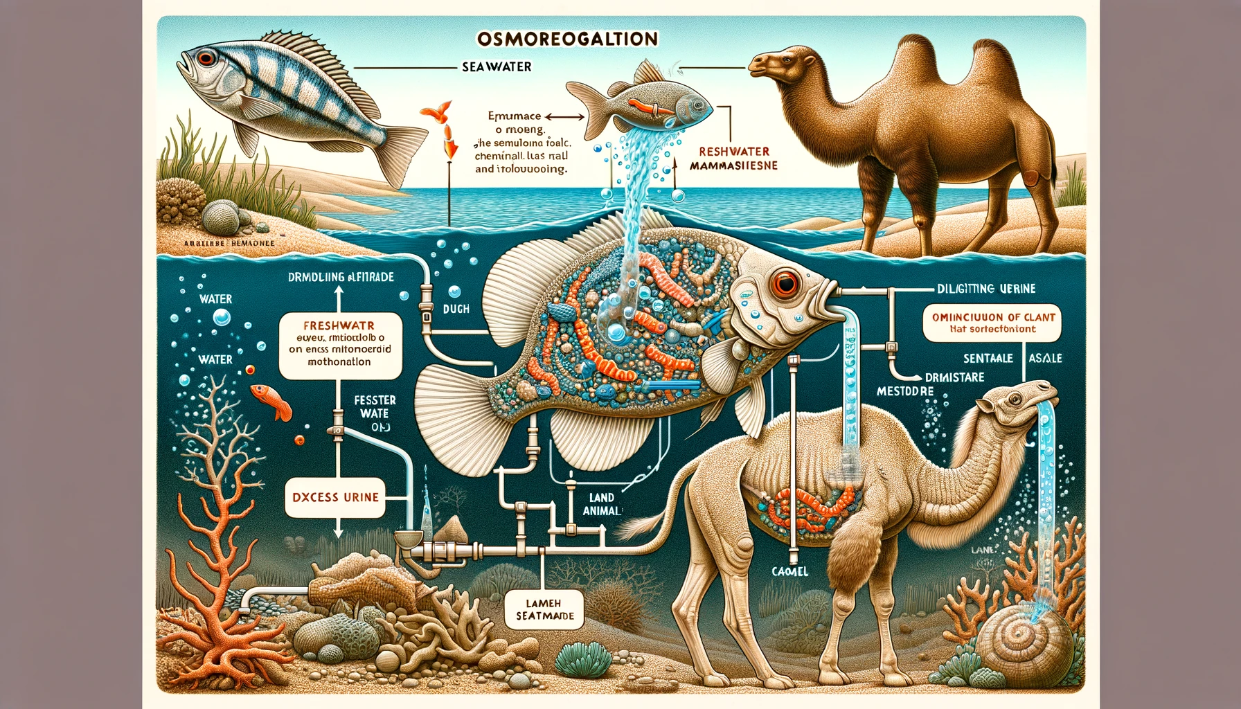 Osmotic regulation mechanisms in various animals (Source - CHAT GPT)