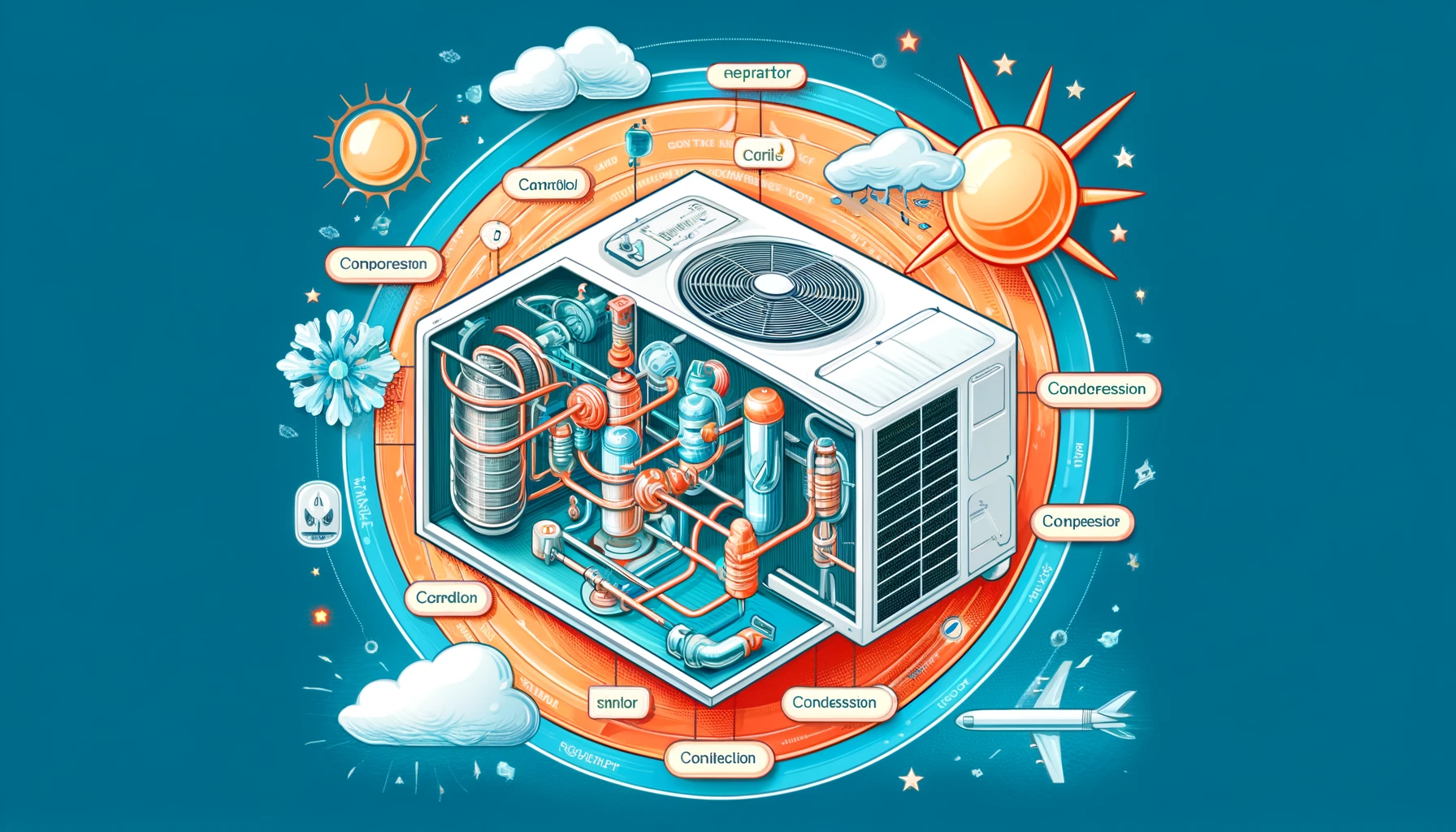 Structure and working principle of an air conditioner (Source - chat gpt)