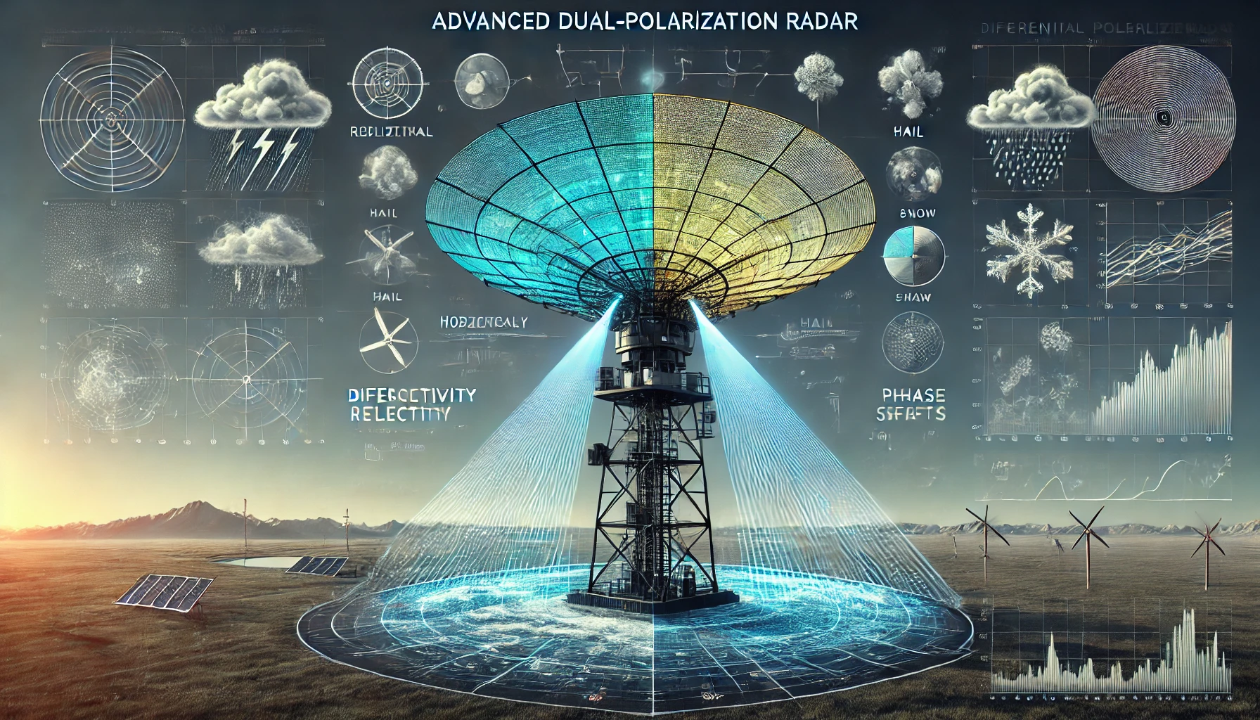 Dual-polarization radar system in action (Source - CHAT GPT)