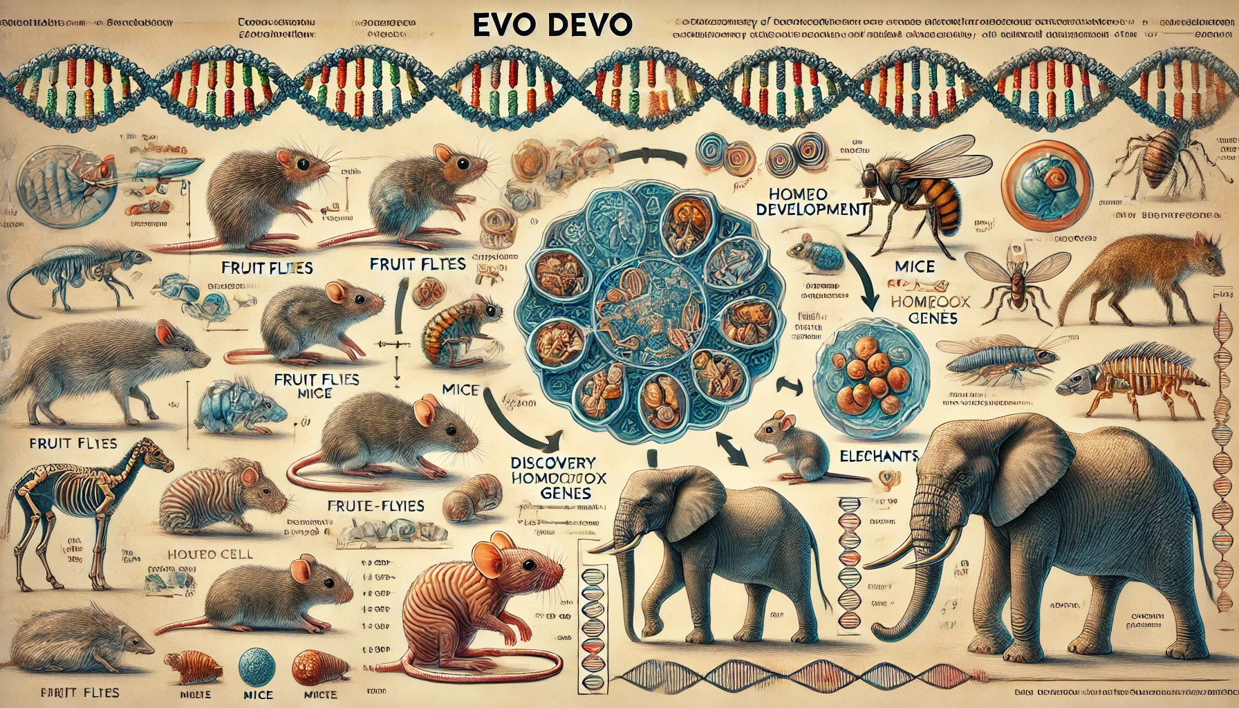 The process of evolutionary developmental biology (EVO DEVO) (Source - chat gpt)