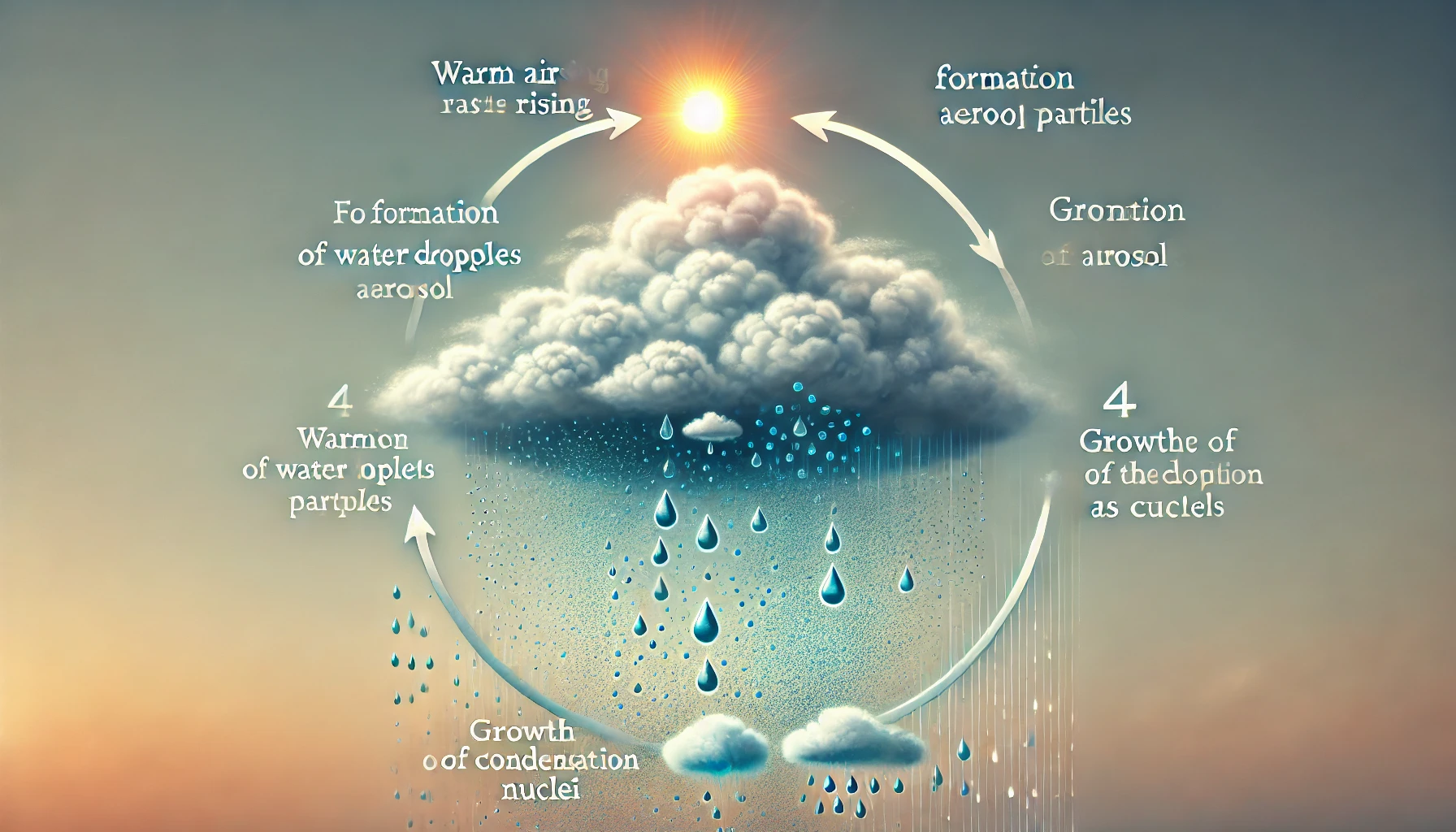 The process by which water vapor in the atmosphere condenses to form clouds and cause precipitation (Source - CHAT GPT)