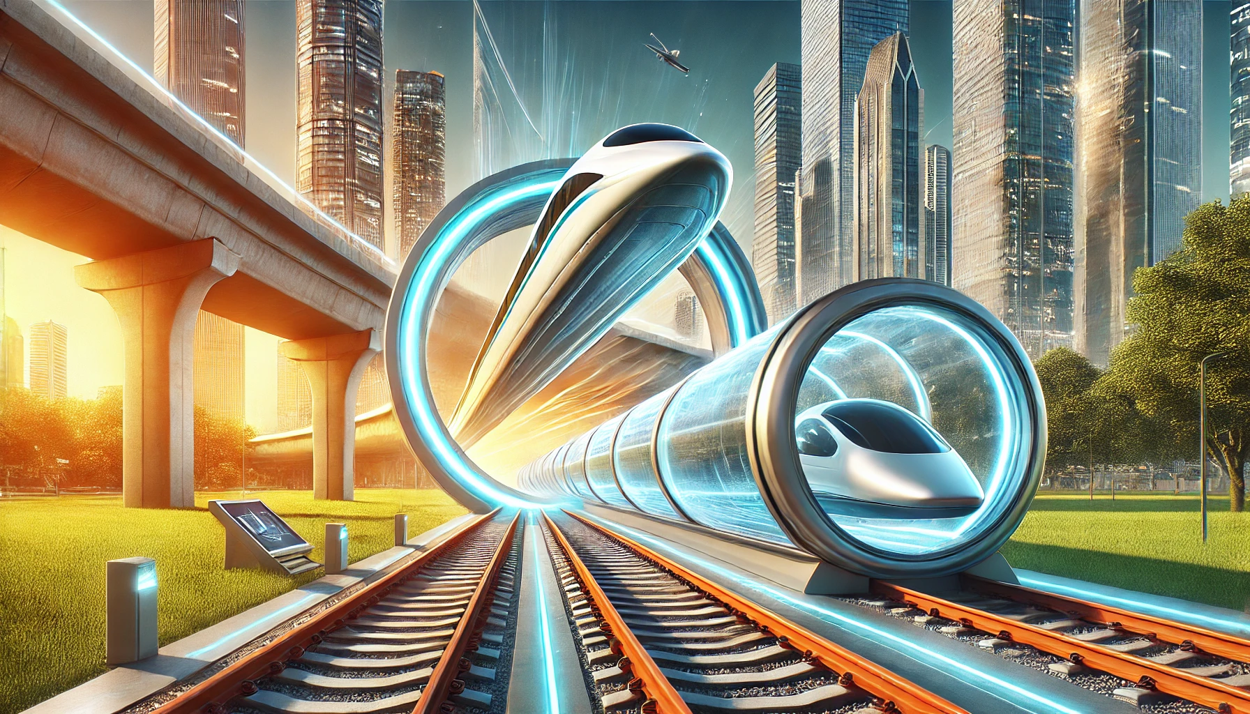 A futuristic high-speed transportation scene (Source - CHAT GPT)