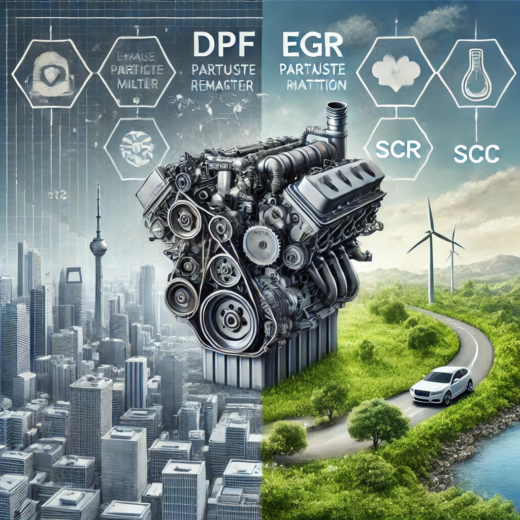 depicting the contrast between modern diesel engines and emission reduction technologies (Source - CHAT GPT)